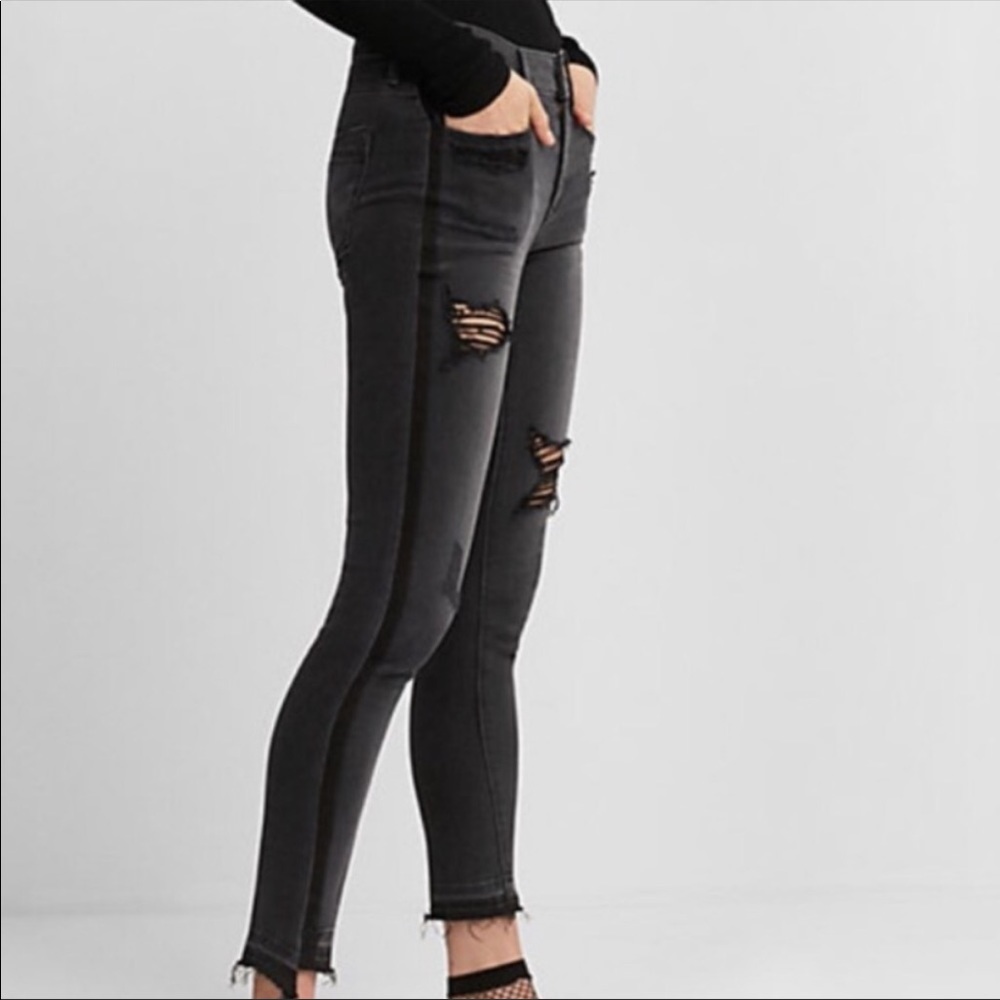 Express Distressed Jean Ankle Legging Mis Rise